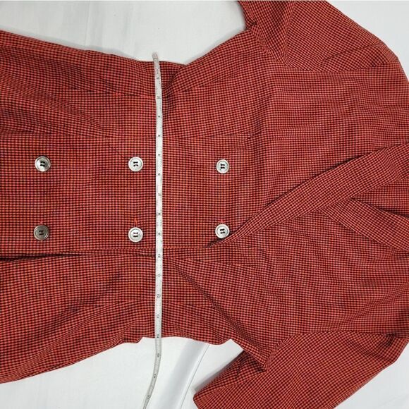VINTAGE 80s does 50s dress Basco red collared plaid check S - Picture 4 of 11